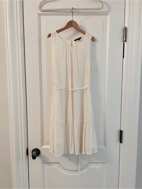 Banana Republic Cream Sleeveless Tiered Mini Dress